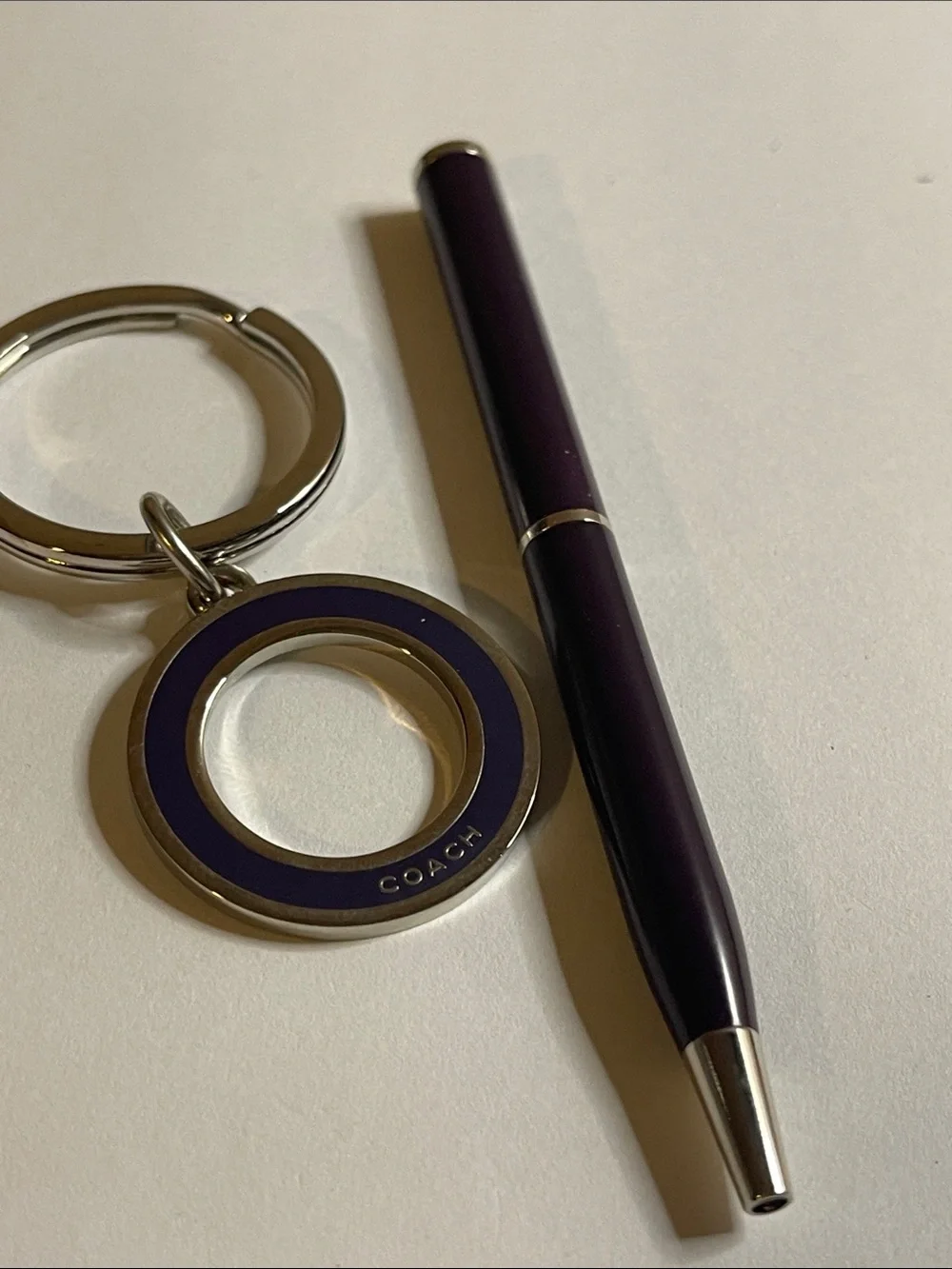 Coach Deep Purple Enamel Keyring Charm and Coach Pen